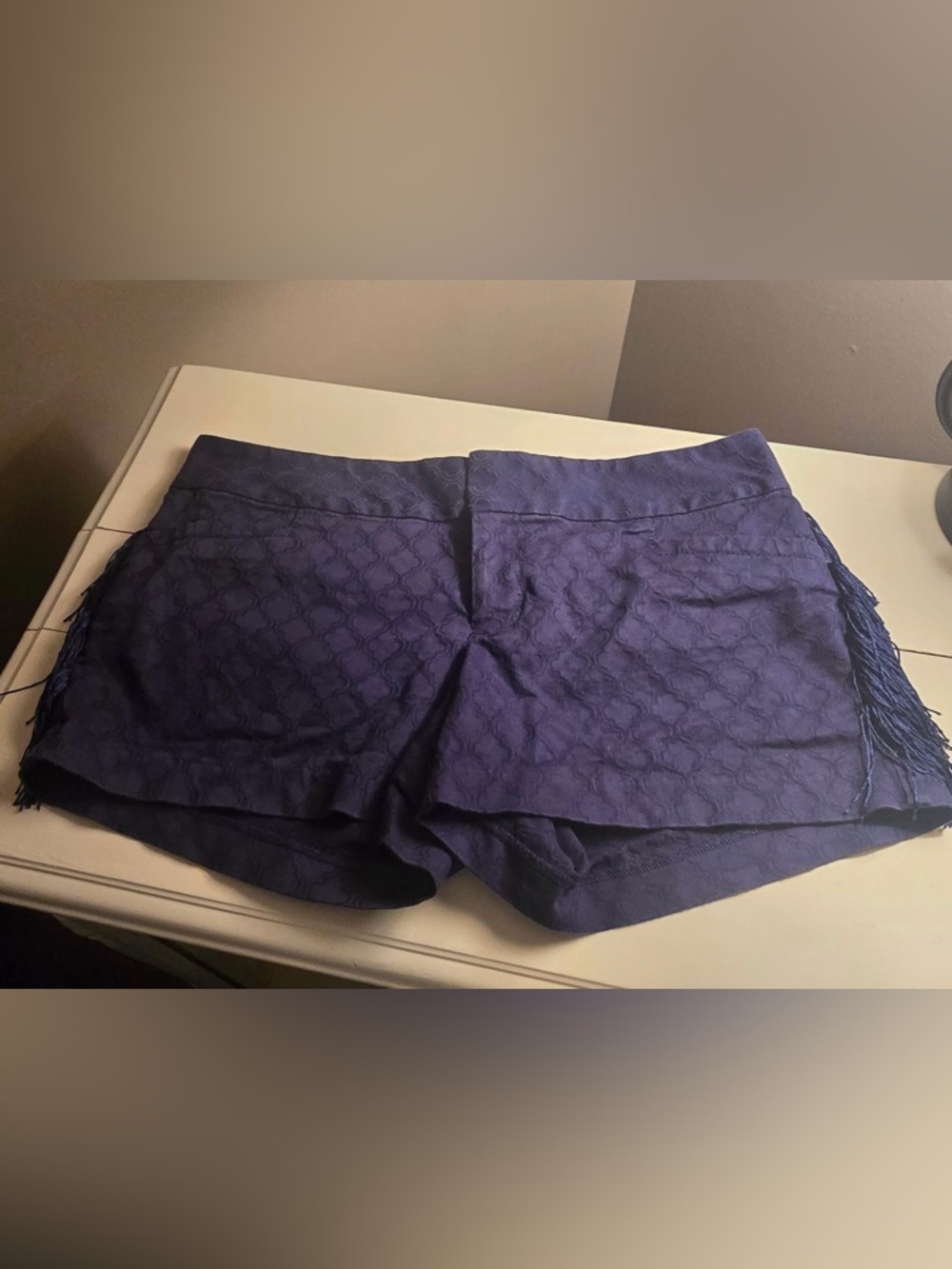 Lilly Pulitzer Ellie Shorts Navy Blue Fringe Jacquard Women's Size 2